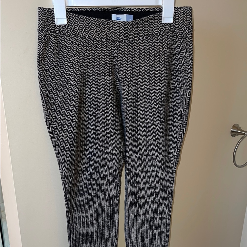 Black and White Herringbone Pants